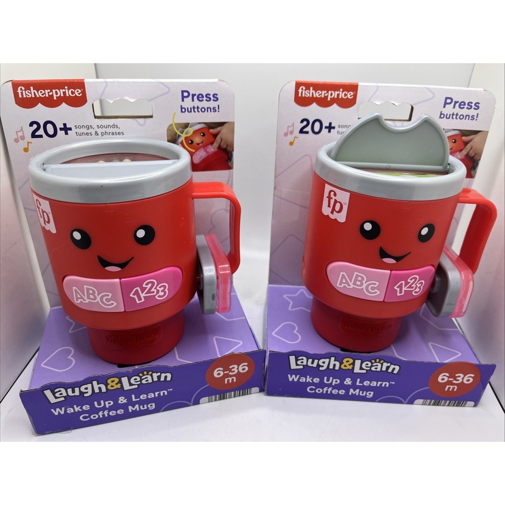 2 Pack Fisher-Price Laugh & Learn Wake Up & Learn Coffee Mug Brand New‎